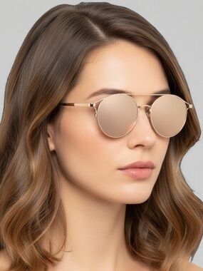 Linda Farrow LFL825 C3 Rayan Oval Aviator Rose Gold Titanium Sunglasses NWT
